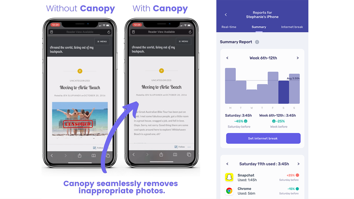 Canopy ouderlijk toezicht verwijdert slechte foto's