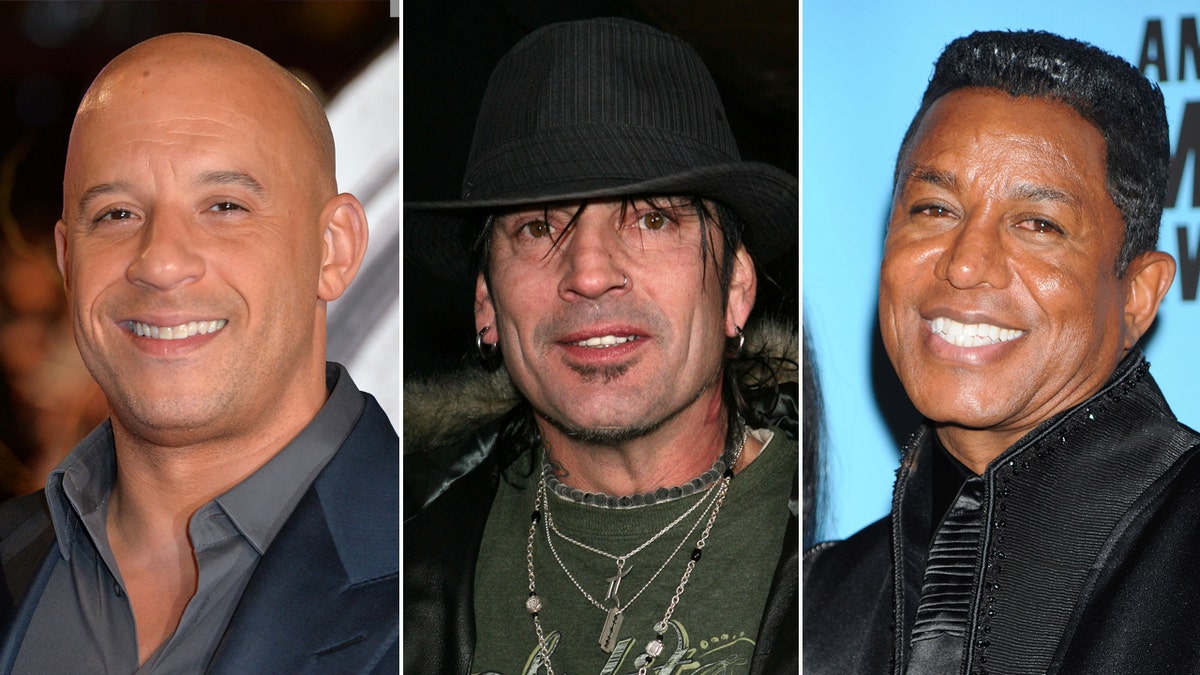 Vin Diesel, Tommy Lee, Jermaine Jackson naast elkaar