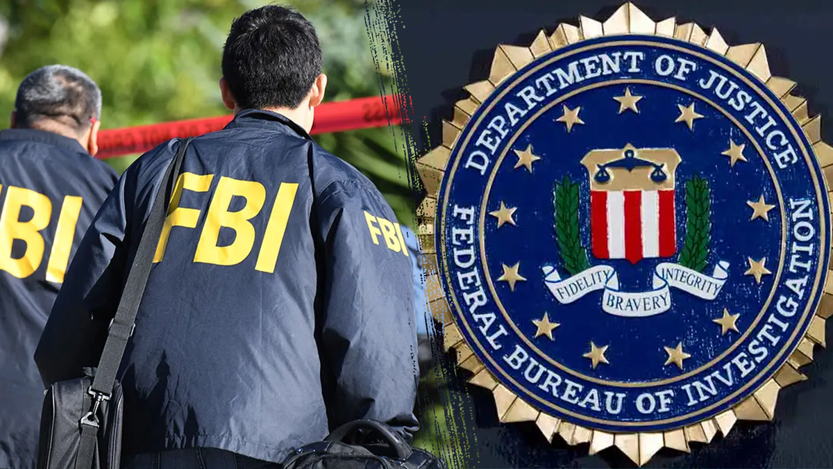 FBI-agenten naast het FBI-logo. Foto's van Getty en AP, illustratie via Fox News Digital.